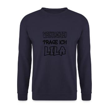 Christmas I wear purple saying color purple - Unisex Sweatshirt - navy - Front - Alina (178cm) & Michal (187cm)
