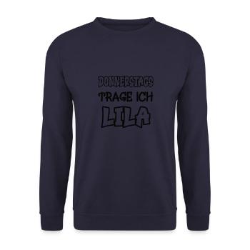 Thursdays I wear purple saying color purple - Unisex Sweatshirt - navy - Front - Alina (178cm) & Michal (187cm)