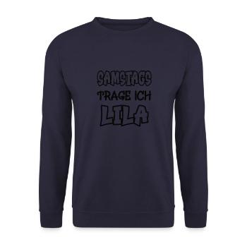 Saturdays I wear purple saying color purple - Unisex Sweatshirt - navy - Front - Alina (178cm) & Michal (187cm)