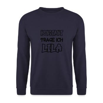 Konstant trage ich lila Spruch Farbe lila - Unisex Pullover - Navy - Vorne - Alina (178cm) & Michal (187cm)