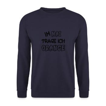 In May I wear orange saying color orange - Unisex Sweatshirt - navy - Front - Alina (178cm) & Michal (187cm)
