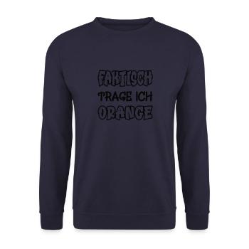 In fact, I'm wearing orange saying color orange - Unisex Sweatshirt - navy - Front - Alina (178cm) & Michal (187cm)