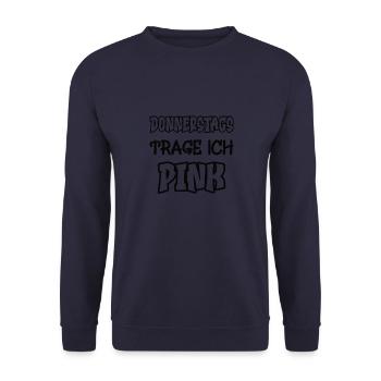 On Thursdays I wear pink Saying Color pink - Unisex Sweatshirt - navy - Front - Alina (178cm) & Michal (187cm)
