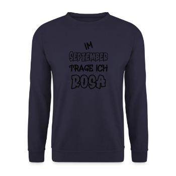 En septembre, je porte du rose en disant couleur rose - Sweat-shirt Unisexe - marine - Devant - Alina (178cm) & Michal (187cm)
