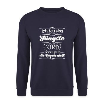 Family Children the youngest child - Unisex Sweatshirt - navy - Front - Alina (178cm) & Michal (187cm)