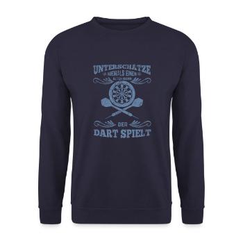 Dartspieler alter Mann - Unisex Pullover - Navy - Vorne - Alina (178cm) & Michal (187cm)