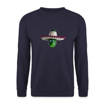 Concombre avec chapeau mexicain et yeux bleus - Sweat-shirt Unisexe - marine - Devant - Alina (178cm) & Michal (187cm)