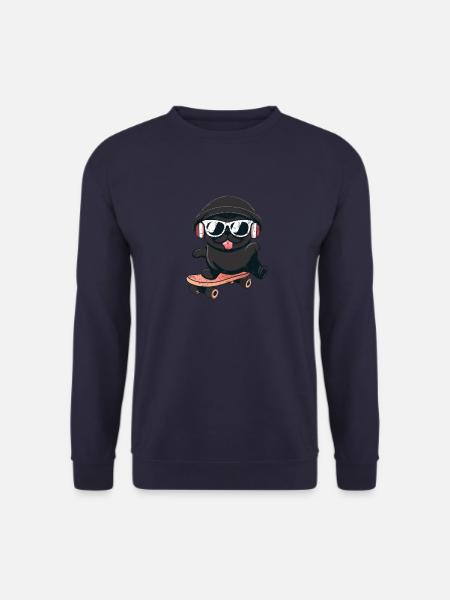 Dog Pug on skateboard - Unisex Sweatshirt - navy