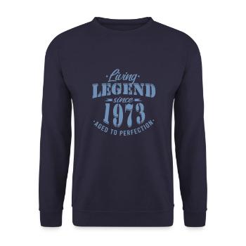 jahrgang 1973 Geburtstag Lebende Legende - Unisex Pullover - Navy - Vorne - Alina (178cm) & Michal (187cm)