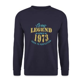jahrgang 1973 Geburtstag Lebende Legende - Unisex Pullover - Navy - Vorne - Alina (178cm) & Michal (187cm)