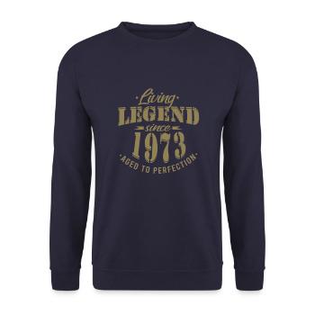 jahrgang 1973 Geburtstag Lebende Legende - Unisex Pullover - Navy - Vorne - Alina (178cm) & Michal (187cm)