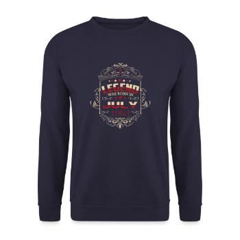 July 1963 Geburtstag Vintage Sprüche - Unisex Pullover - Navy - Vorne - Alina (178cm) & Michal (187cm)