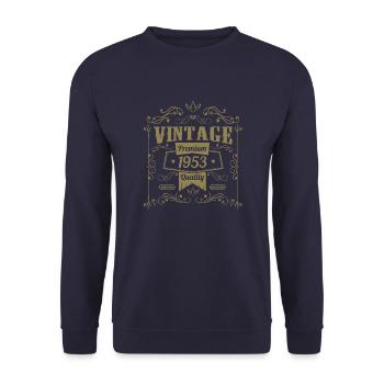 1953 Birthday Sayings 70th Birthday Saying - Unisex Sweatshirt - navy - Front - Alina (178cm) & Michal (187cm)