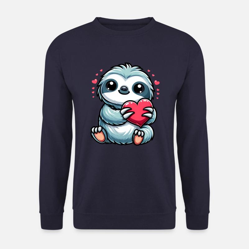 Faultier Liebe Valentinstag Herz Freundschaft - Unisex Pullover - Navy