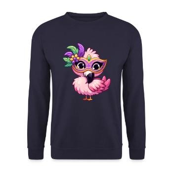 Mardi Gras Comic Flamingo - Sweat-shirt Unisexe - marine - Devant - Alina (178cm) & Michal (187cm)