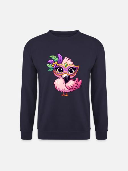 Mardi Gras Comic Flamingo - Unisex Pullover - Navy