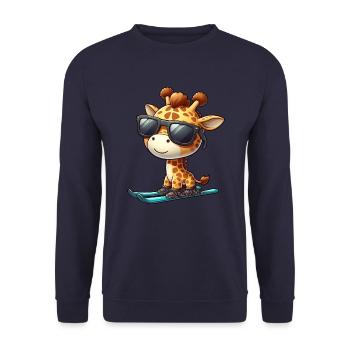 Snowboard Girafe, Animal Des Sports D’hiver - Sweat-shirt Unisexe - marine - Devant - Alina (178cm) & Michal (187cm)