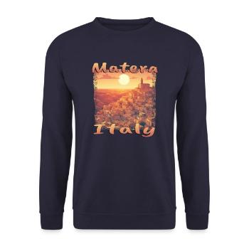 Matera Italien Altstadt Sunset Grunge Design - Unisex Pullover - Navy - Vorne - Alina (178cm) & Michal (187cm)