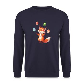 Oster Rotfuchs Jongliert Eier - Unisex Pullover - Navy - Vorne - Alina (178cm) & Michal (187cm)