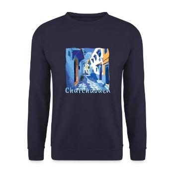Chefchaouen, Maroc, Vieille ville bleue - Sweat-shirt Unisexe - marine - Devant - Alina (178cm) & Michal (187cm)