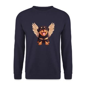 Rottweiler Angel Dessin Animé Mignon - Sweat-shirt Unisexe - marine - Devant - Alina (178cm) & Michal (187cm)