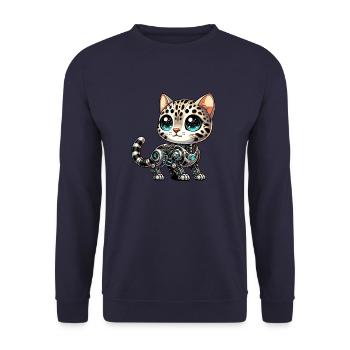 Bengal Cat Robot Cyborg Cartoon - Unisex Sweatshirt - navy - Front - Alina (178cm) & Michal (187cm)