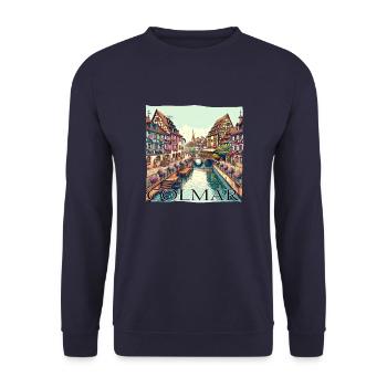 Colmar Frankreich - Stadt der Kanäle & - Unisex Pullover - Navy - Vorne - Alina (178cm) & Michal (187cm)