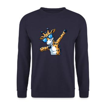 Cool zebra with sunglasses: dabbing style - Unisex Sweatshirt - navy - Front - Alina (178cm) & Michal (187cm)