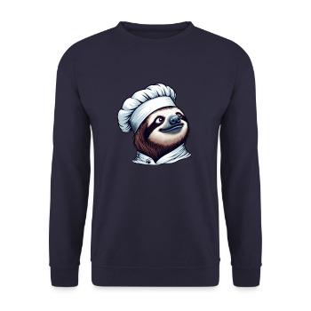 Fier chef paresseux : maître aux fourneaux - Sweat-shirt Unisexe - marine - Devant - Alina (178cm) & Michal (187cm)