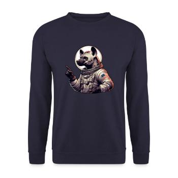 Hyäne Astronaut Weltraum Abenteuer - Unisex Pullover - Navy - Vorne - Alina (178cm) & Michal (187cm)