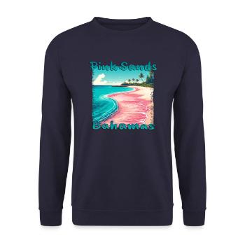 Pink Sands Bahamas Beach Grunge Style - Unisex Sweatshirt - navy - Front - Alina (178cm) & Michal (187cm)