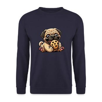 Mops Cookie Süßer Nachtisch Keks - Unisex Pullover - Navy - Vorne - Alina (178cm) & Michal (187cm)