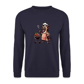 Sommer BBQ mit Chef-Hyäne - Unisex Pullover - Navy - Vorne - Alina (178cm) & Michal (187cm)