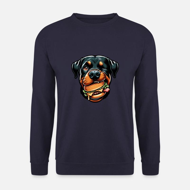 Rottweiler with hamburger cheeseburger - Unisex Sweatshirt - navy