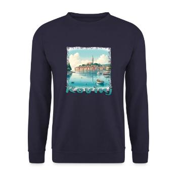 Rovinj Croatia Summer Vacation Port City - Unisex Sweatshirt - navy - Front - Alina (178cm) & Michal (187cm)