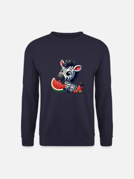 Zebra With Watermelon Fruity Funny - Unisex Sweatshirt - navy