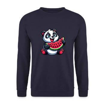 Panda with Watermelon Fruity Funny - Unisex Sweatshirt - navy - Front - Alina (178cm) & Michal (187cm)