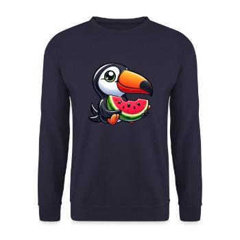 Toucan oiseau de paradis pastèque été - Sweat-shirt Unisexe - marine - Devant - Alina (178cm) & Michal (187cm)