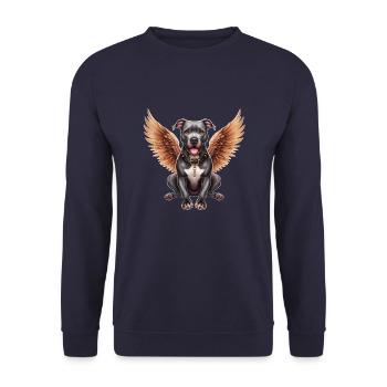 Pitbull Angel with Wings Dog in Heaven - Unisex Sweatshirt - navy - Front - Alina (178cm) & Michal (187cm)