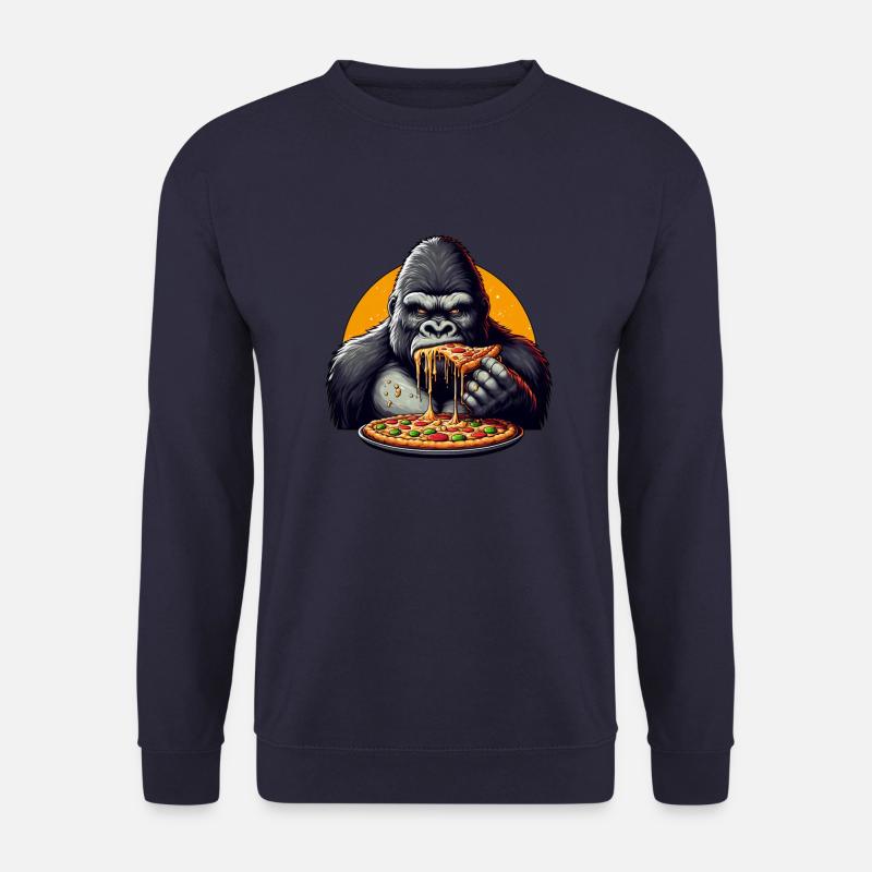 Gorilla Pizza-Liebhaber Cartoon - Unisex Pullover - Navy