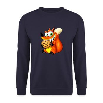 Renard roux mignon avec biscuit - Sweat-shirt Unisexe - marine - Devant - Alina (178cm) & Michal (187cm)