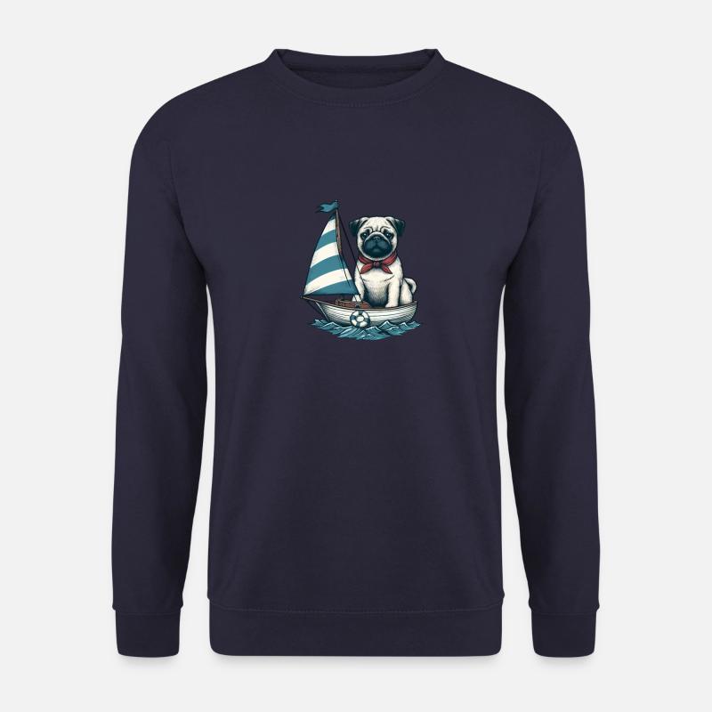 Summer Sailing Dinghy with Pug - Unisex Sweatshirt - navy