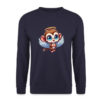 Singe Chimpanzé Ange Dessin Animé - Sweat-shirt Unisexe - marine - Devant - Alina (178cm) & Michal (187cm)
