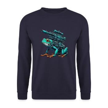 Grenouille Robot Mech Cyborg Future - Sweat-shirt Unisexe - marine - Devant - Alina (178cm) & Michal (187cm)
