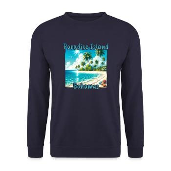 Paradise Island Bahamas Beach Palmiers Sun Grunge - Sweat-shirt Unisexe - marine - Devant - Alina (178cm) & Michal (187cm)