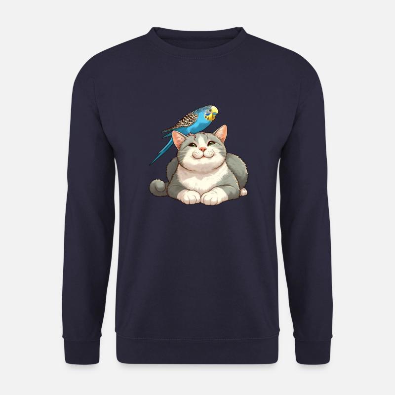 Mignon chat perruche amis - Sweat-shirt Unisexe - marine