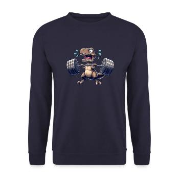 T-Rex Dino Haltères Haltérophilie Entraînement Fitness - Sweat-shirt Unisexe - marine - Devant - Alina (178cm) & Michal (187cm)