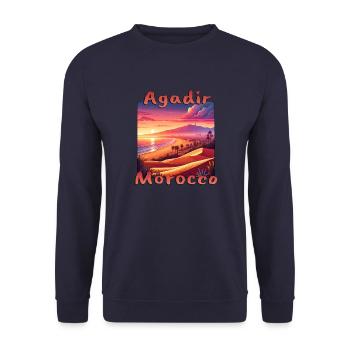 Agadir Maroc Désert Chameau Vacances Coucher de soleil - Sweat-shirt Unisexe - marine - Devant - Alina (178cm) & Michal (187cm)