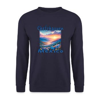 Chefchaouen Mexico Sunset Mountains - Unisex Sweatshirt - navy - Front - Alina (178cm) & Michal (187cm)