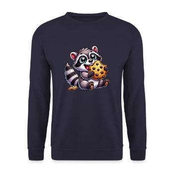 Cute Raccoon Biscuit Dessert Dessert Candy - Unisex Sweatshirt - navy - Front - Alina (178cm) & Michal (187cm)